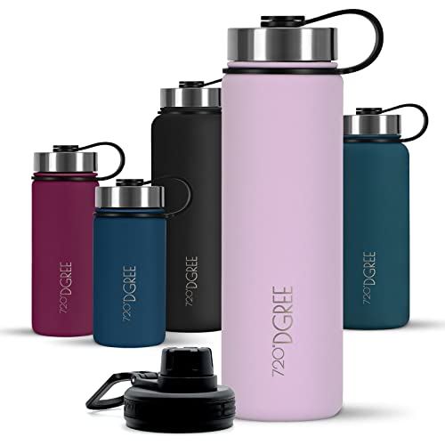 720°DGREE Edelstahl Trinkflasche 710ml “noLimit” - Auslaufsicher, Kohlensäure geeignet, BPA-Frei - Thermosflasche, Isolierflasche mit Schraubverschluss für Kinder, Schule, Fitness +Gratis Sportdeckel von 720°DGREE