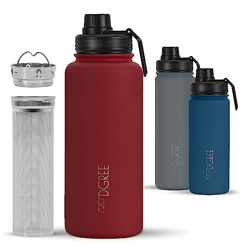 720°DGREE Edelstahl Thermo Trinkflasche 950ml “noLimit” +Früchtebehälter - Auslaufsicher, Kohlensäure geeignet, BPA-Frei - Isolierflasche mit Schraubverschluss für Sport, Outdoor, Fitness +Sportdeckel von 720°DGREE