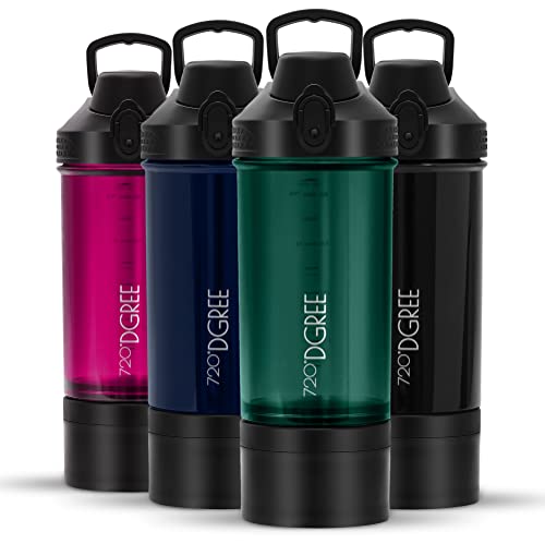 720°DGREE Fitness Shaker “uberShaker“ - 550ml - Premium Eiweißshaker mit Pulverfach - Auslaufsicher, BPA-Frei - Schüttelbecher, Mixbecher für cremige Eiweiß Shakes, Gym, Workout, Nutrition von 720°DGREE