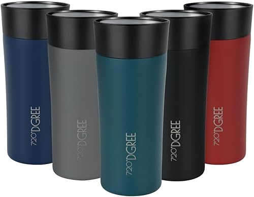 720°DGREE Thermobecher 350ml “PleasureToGo 2.0” - 3 Größen, 5h Heiß, 10h Kalt, Auslaufsicher, BPA-Frei, Hygienisch, 360° Trinköffnung - Schlanker Travel Mug, Thermo Becher To Go - Grün von 720°DGREE