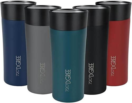 720°DGREE Thermobecher 350ml “PleasureToGo 2.0” - 3 Größen, Auslaufsicher, Hygienisch, BPA-Frei - Schlanker Edelstahl Thermo Kaffeebecher to go, Isolierbecher - 360°-Trinköffnung - 5h heiß, 10h kalt von 720°DGREE