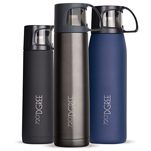 720°DGREE Thermoskanne mit Becher “Follow” - 450ml, 700ml, 1l - Auslaufsicher, BPA-Frei - Edelstahl Thermosflasche, Isolierflasche für Kaffee, Tee - Perfekt für Outdoor, Arbeit, Kinder, Schule, Baby von 720°DGREE