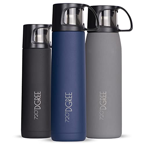 720°DGREE Thermoskanne mit Becher “Follow” - 450ml, 700ml, 1l - Auslaufsicher, BPA-Frei - Edelstahl Thermosflasche, Isolierflasche für Kaffee, Tee - Perfekt für Outdoor, Arbeit, Kinder, Schule, Baby von 720°DGREE