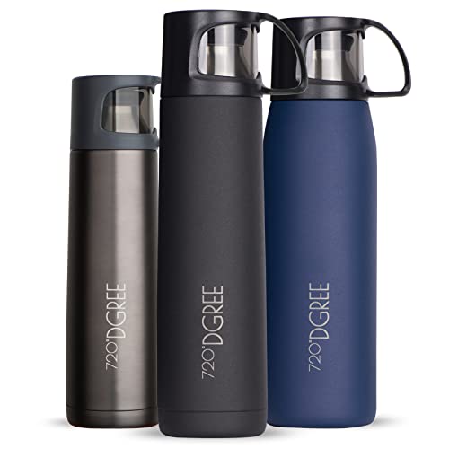 720°DGREE Thermoskanne mit Becher “Follow” - 450ml, 700ml, 1l - Auslaufsicher, BPA-Frei - Edelstahl Thermosflasche, Isolierflasche für Kaffee, Tee - Perfekt für Outdoor, Arbeit, Kinder, Schule, Baby von 720°DGREE