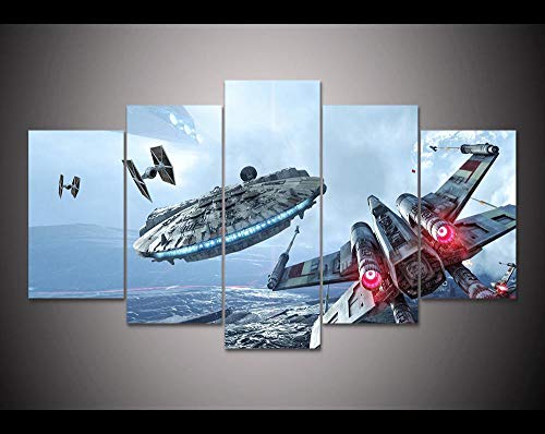 72Tdfc Bild Bilder Auf Leinwand 5 Teilig Erde Weltall Poster, Leinwandbild, Wandbilder Star Wars X-Wing Millennium Falcon von 72Tdfc