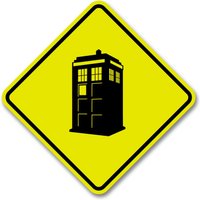 Dr. Who Tardis Crossing Yellow Aluminium Zeichen Dr. Who Tardis Crossing Yellow Aluminium Zeichen von 734designs
