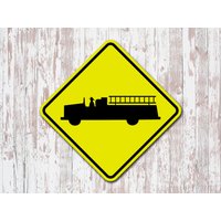 Feuerwehrauto Feuerwehrmann Gelb Aluminium Schild Überqueren Feuerwehrauto Feuerwehrmann Gelb Aluminium Schild Überqueren von 734designs