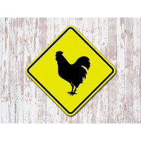 Huhn Hahn Crossing Schild Gelb Aluminium Vorsicht Sicherheit Farm Coop von 734designs