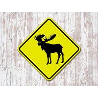 Moose Crossing Gelb Aluminium Schild Wildtiere Sicherheit von 734designs