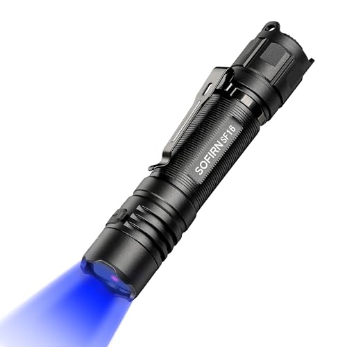 77outdoor Sofirn SF16 LED-Taschenlampe, 365 nm, Schwarzlicht, wiederaufladbar, zur Erkennung von Hundeurin, unsichtbare Flecken, hochauflösendes reines Ultraviolett (Batterie im Lieferumfang von 77outdoor