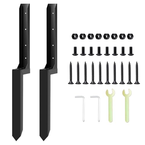 Thickened Fence Post Repair Kit,Fence Post Repair Stakes,Fix Broken 4x4/6x6 Wood Fence Post Support, for Repair Tilted Wood Fence Post（2 Pack/Black) von 7CDXD