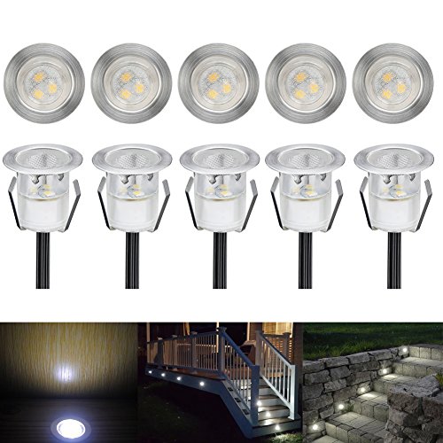 CHNXU 10er Set Terrassen Einbaustrahler LED Bodeneinbaustrahler Ø30mm 0.6W Aussen DC12V Kaltes Weiß IP67 Wasserdicht LED Einbauleuchten Deckenstrahler für Küche Garten Treppen Bad Balkon von CHNXU