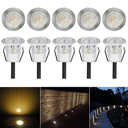 CHNXU 10er Set Terrassen Einbaustrahler LED Bodeneinbaustrahler Ø30mm 0.6W Aussen DC12V Warmes Weiß IP67 Wasserdicht LED Einbauleuchten Deckenstrahler für Küche Garten Treppen Bad Balkon von CHNXU