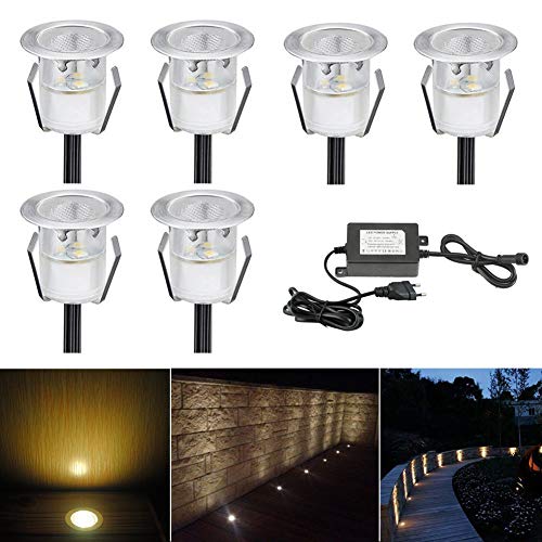 LED Einbaustrahler, 6er Set LED Bodeneinbauleuchte Ø30mm 0.6W Treppen Einbauleuchten Warmes Weiß DC 12V Einbaulampen IP67 Wasserdicht Aussen Lampe für Garden Küche Holzbrücke Poolbeleuchtung Holzdeck von CHNXU