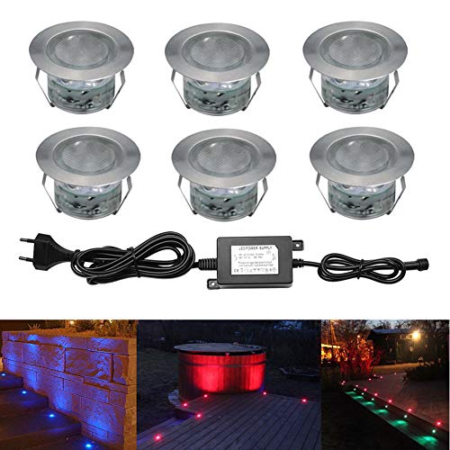 CHNXU LED Bodeneinbaustrahler RGB 6er Set Boden Lampe Ø45mm 12V IP67 Wasserdicht LED Außen Veränderbare Lichter Terrasse Einbauleuchten für Küche Garten Treppen Balkon Terrasse von CHNXU