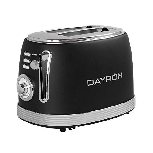 Retro Toaster 850 W Schwarz/Silber Dayron von 7H DAYRON