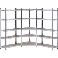 2er-Pack modulare Regaleinheiten und 1 Eckelement mit 5 Böden, Silber, 2625kg, 136x40x180cm, 7house 2er-Pack modulare Regaleinheiten und 1 Eckelement mit 5 Böden, Silber, 2625kg, 136x40x180cm, 7house von 7H SEVEN HOUSE