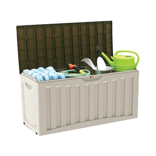 7house Gartentruhe aus Kunstharz | Outdoor-Truhe für Garten, Terrasse oder Balkon | wasserdichte Aufbewahrungsbox für Gegenstände und Spielzeug | 340 Liter | 118 x 53 x 57 cm von 7H SEVEN HOUSE