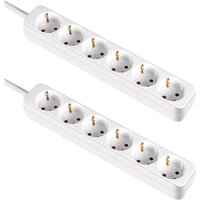 7hsevenon - 2er-Pack 6-fach Schuko-Steckdosenleisten, 1m, weiß, ohne Schalter 7hsevenon - 2er-Pack 6-fach Schuko-Steckdosenleisten, 1m, weiß, ohne Schalter von 7HSEVENON