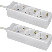 7hsevenon - 2er-Pack Schuko-Steckdosenleisten mit 3 Steckdosen, 1 m, weiß, ohne Schalter 7hsevenon - 2er-Pack Schuko-Steckdosenleisten mit 3 Steckdosen, 1 m, weiß, ohne Schalter von 7HSEVENON