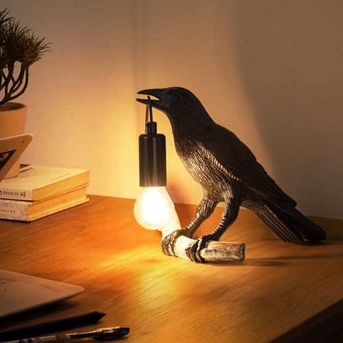 7IKE-II Vögel Tischlampe Schlafzimmer-Nachttischlampe Krähe Nachtlicht E27 Dimmbare Dekor Lampe Kleine Schreibtisch-Leselampe Einzigartige Schreibtischlampen für die Esszimmer Küche Wohnzimmer von 7IKE-II