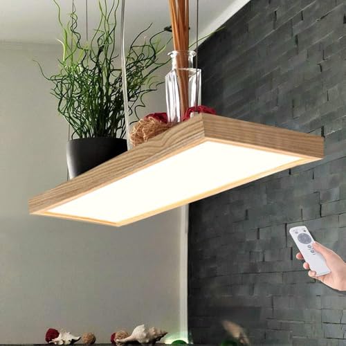LED Pendelleuchte Esstisch Hängelleuchte Holz Rustikal Dimmbar 48W Mit Den Fernbedienung Pendellampe Höhenverstellbar Moderner Hängellampe Harzleuchter Für Küche Kronleuchter Wohnzimmer Büro Cafe von 7IKE-II