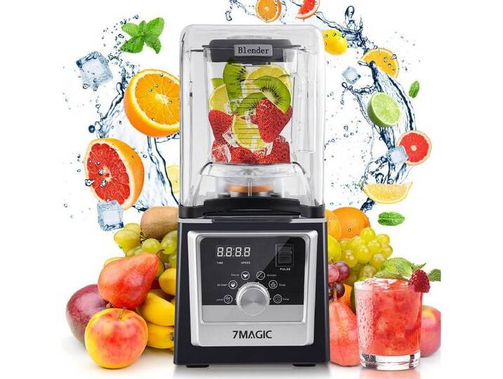 7MAGIC Standmixer Leiser Hochleistungsmixer mit 32000 U/min, mit Schallschutzhaube, 2000 W, 5 Programme, BPA-Frei, Smoothie Maker, 2L Behälter, Ice-Crush Funktion von 7MAGIC