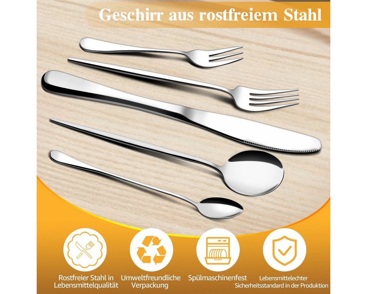 MULISOFT Besteck-Set (10-tlg), 1, 2, 3, 4, 5 Personen, Edelstahl 401, 5 Teile Essbesteck Set für 1-5 Personen, Edelstahl 401 von MULISOFT