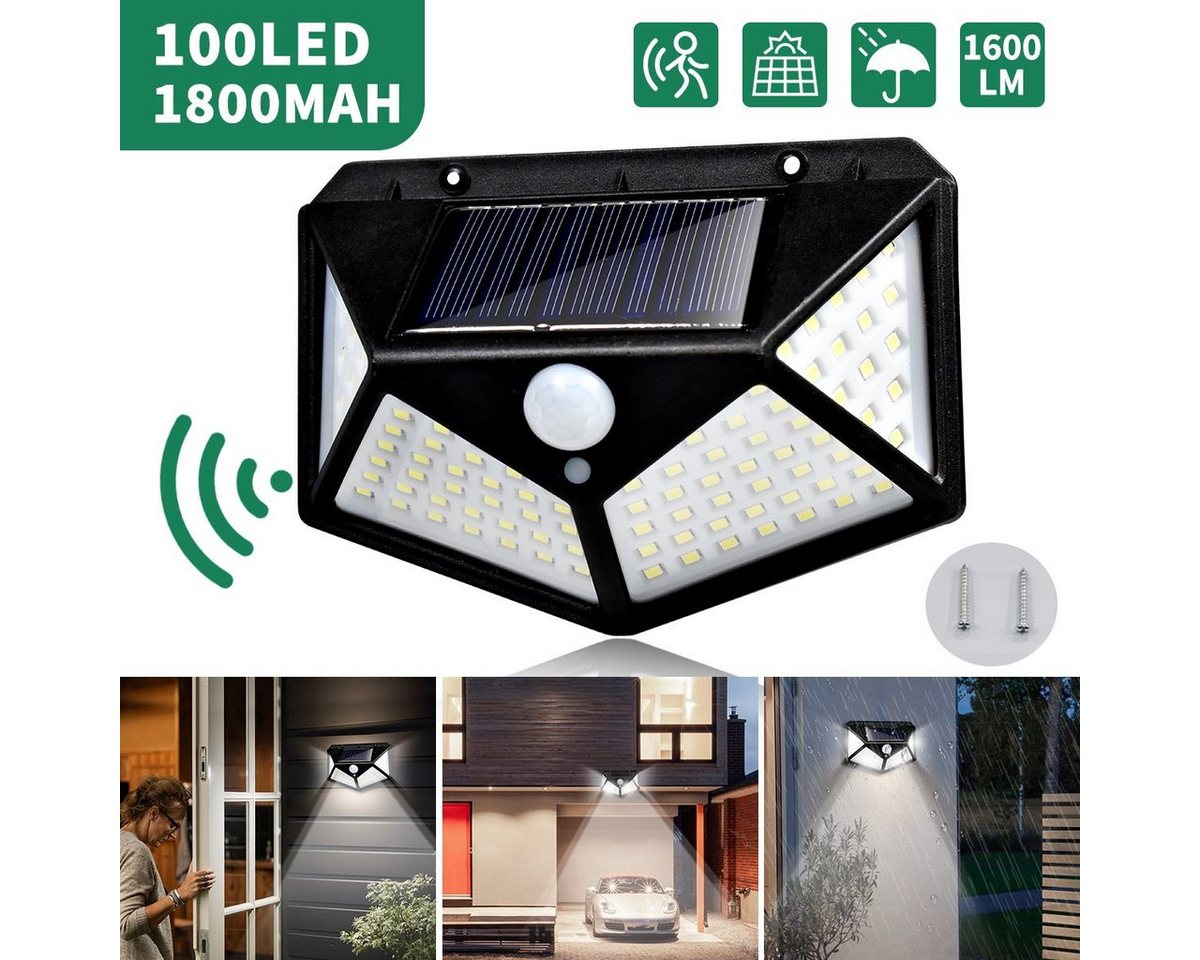 LifeImpree LED Außen-Wandleuchte Solarleuchten, 270° Vierseitige Beleuchtung, 3 Modi, mit Bewegungssensor, Wasserdichte Wandleuchte, Straßenleuchte, Garten- und Hofbeleuchtung von LifeImpree
