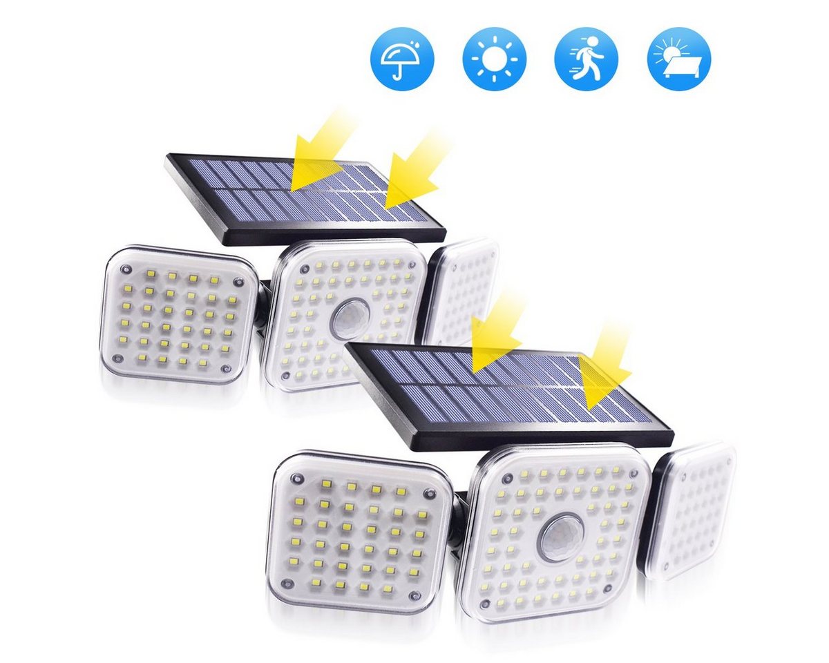 LifeImpree LED Solarleuchte Außen Wandleuchte, LED fest integriert, Weiß Licht, Kann gedreht werden, mit Bewegungssensor Solar-Straßenleuchte von LifeImpree