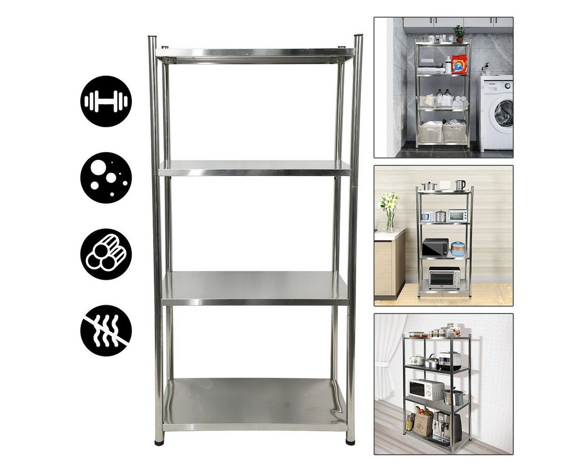 MULISOFT Schwerlastregal Standregal 4 Schichten Küche Organizer Storage Rack, 60 x 33 x 120cm verdickt 304 Edelstahl Regal Küche Rack, Haushalt Schränke/Ablageregal/Badregal/Mehrzweckregal von MULISOFT