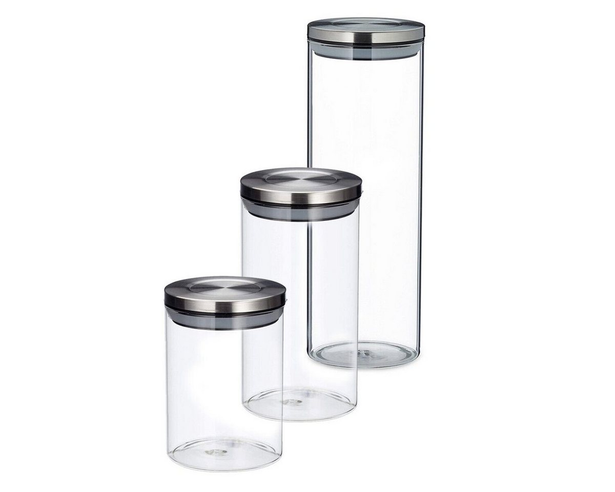 MULISOFT Vorratsglas, Glas, 3er Set mit deckel, 550 + 800 + 1400 ml von MULISOFT