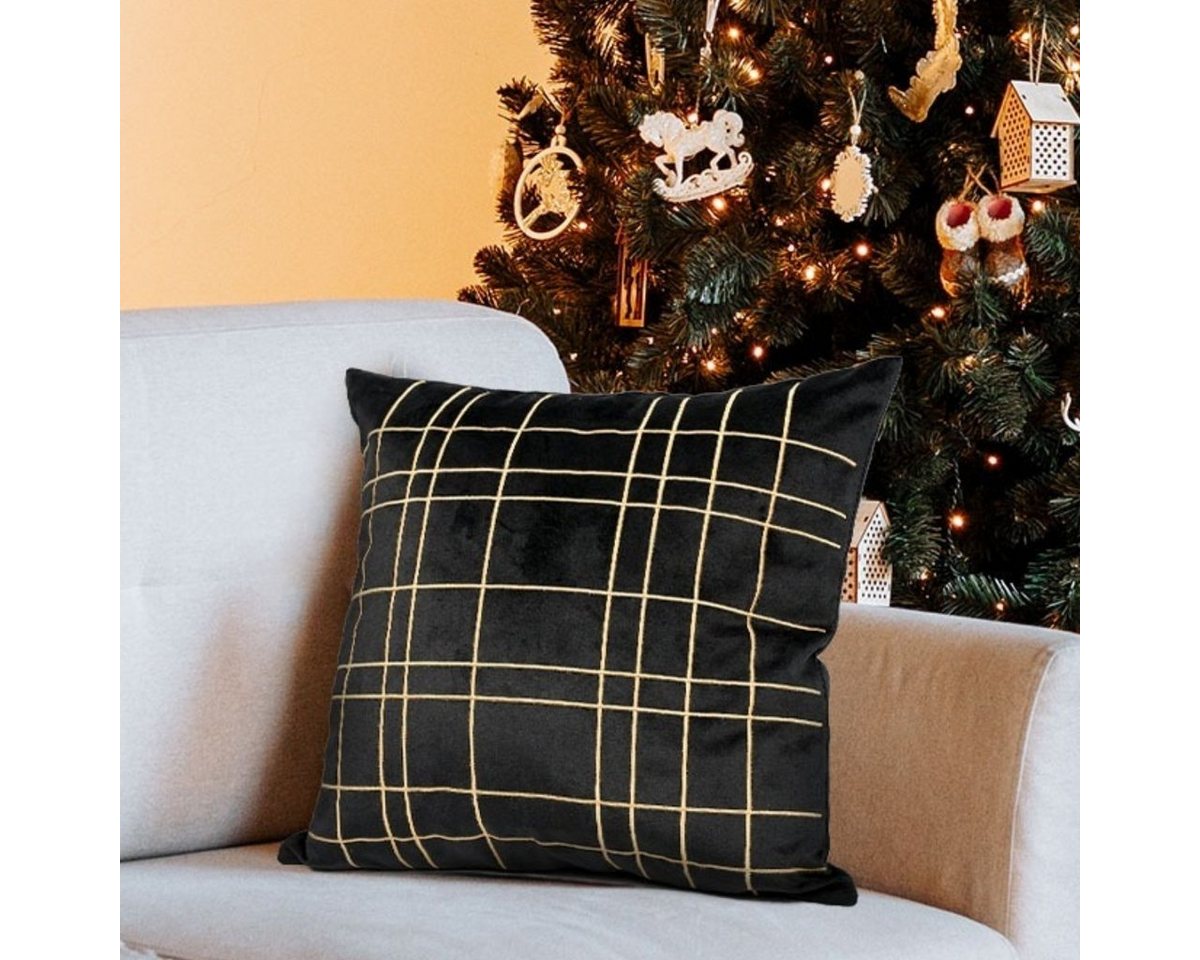 Kissenbezüge Dekokissen Sofakissen Couchkissen Stickerei Flanell Stickerei 45*45cm, MULISOFT (1 Stück), Deko Kissenhülle für Weihnachts Wohnzimmer Schlafzimmer von MULISOFT