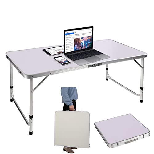 1,2 m Aluminium-Laptop-Schreibtisch, zusammenklappbar, für kleine Räume, Heimbüro-Schreibtisch, einfacher zusammenklappbarer Eckschreibtisch, 120 x 60 x 70/62/55 cm von 7Sevenjokers