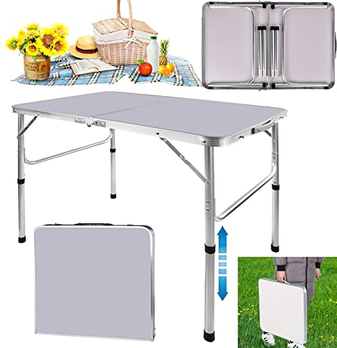 Klappbarer Esstisch, 91 cm, für den Außenbereich, Garten, tragbar, faltbar, Küche, Arbeitstisch, Aluminium, Picknick, Camping, Klapptische, zusammenklappbarer Arbeitstisch, mit 2 Gängen, von 7Sevenjokers