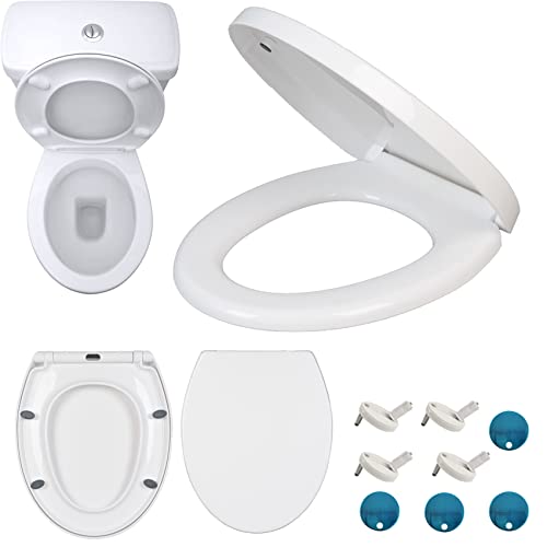 Klobrille Wc Deckel mit Absenkautomatik Quick Release Funktion, SoftClose Toilettensitz mit Edelstahlscharnieren, WC Sitz Antibakteriell Ist Leicht zu Reinigen, O-Form Universal Toilettendeckel Weiß von 7Sevenjokers