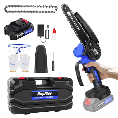 Mini Kettensäge mit Akku, 21V 6 Zoll Akku Stsäge mit 3.0Ah Akku und 2 Ketten, Mit Sicherheitsverriegelung und leistungsstarkem Motor, Handkettensäge Akku für Baum, Hof und Garten（Schnell-Ladegerät） von 7Sevenjokers