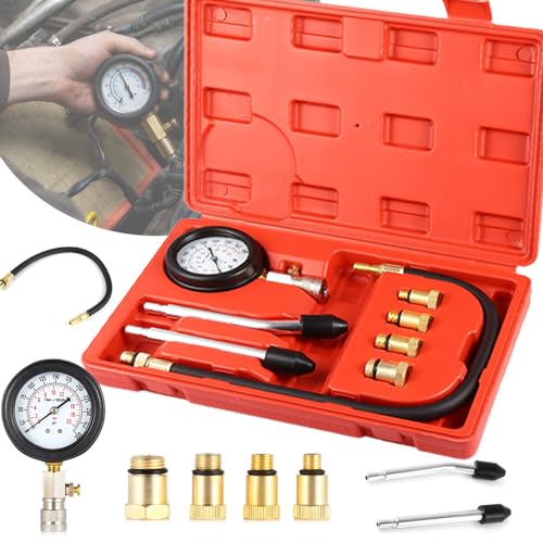 Kompressionstester，Zündkerzentester，Motoren Kompressionstester,Automotive Benzinmotor Kompressionstester 0-300 PSI / 0-20 Bar mitM10M12M14M18, mit Kunststoffgehäuse von 7Sevenjokers