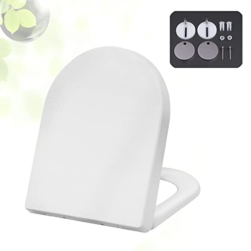 Toilettendeckel WC Sitz mit Absenkautomatik | Klodeckel abnehmbar mit befestigung | Weiß Klobrille Toilettensitz D-Form aus Duroplast mit Softclose von 7Sevenjokers