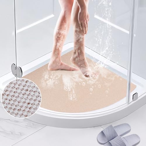 7VSTOHS Eck Duschmatte rutschfest, Weich Komfort Sicherheits Badewannenmatte mit Ablauflöchern, PVC-Luffa Massage Duschmatten für Nassbereiche, Schnell Trocknend und Schimmelresistent von 7VSTOHS