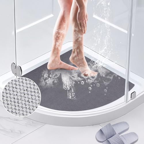 7VSTOHS Eck Duschmatte rutschfest, Weich Komfort Sicherheits Badewannenmatte mit Ablauflöchern, PVC-Luffa Massage Duschmatten für Nassbereiche, Schnell Trocknend und Schimmelresistent von 7VSTOHS