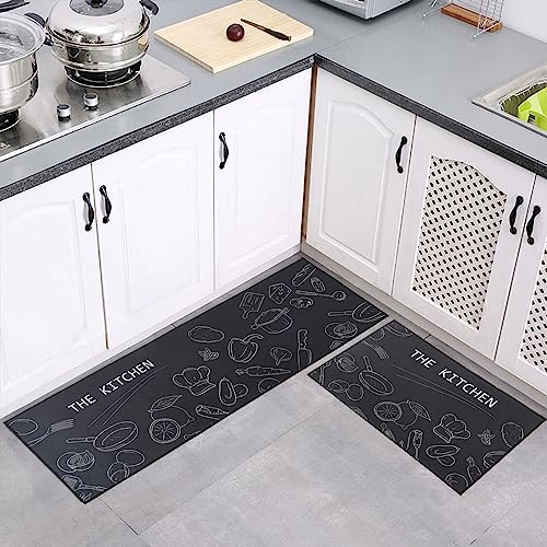 7VSTOHS Küchenteppich Set 2 Stück rutschfeste Küchenmatte, Waschbare Küchenmatten und Teppiche Set, für Flur Läufer, Esszimmer, Eingang und Türmatte Set, 40x60 + 40x120 cm von 7VSTOHS