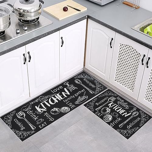 7VSTOHS Küchenteppich Set 2 Stück rutschfeste Küchenmatte, Waschbare Küchenmatten und Teppiche Set, für Flur Läufer, Esszimmer, Eingang und Türmatte Set, 40x60 + 40x120 cm von 7VSTOHS