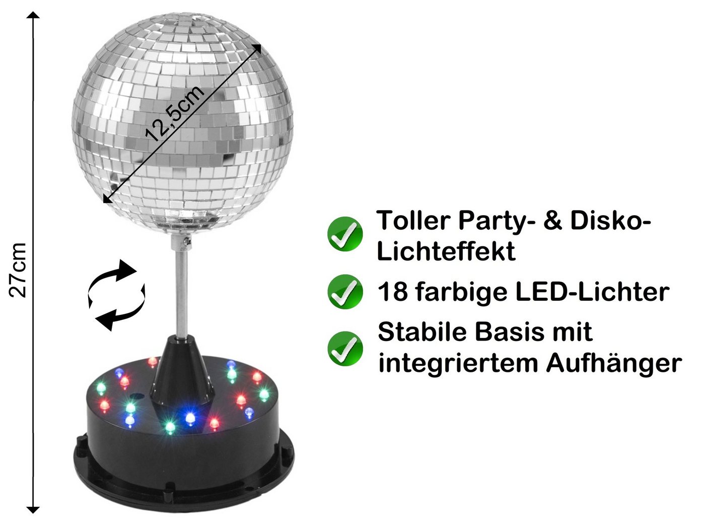 7even Discolicht LED Stand Spiegelkugelset 27cm Hoch von 7even