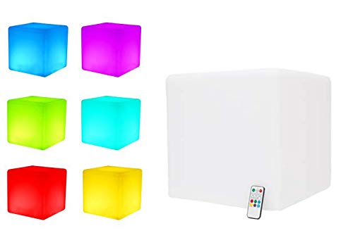 7even LED-Cube Leuchtwürfel Outdoor 40cm / Design Sitzwürfel mit RGB Farbwechsel, inkl. Fernbedienung, Netz- und Akkubetrieb Hocker/Tisch/Lounge-Cube von 7even