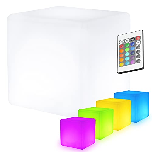 7even LED Design Cube 50/ LED Leucht-Sitzwürfel, Leuchttisch/In und Outdoor/Akku und Fernbedienung (IR), 50cm von 7even