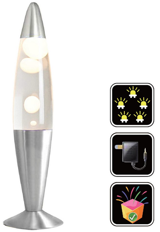 7even Lavalampen LED Lava Lampe Rakete 35cm Silber - Weiss von 7even