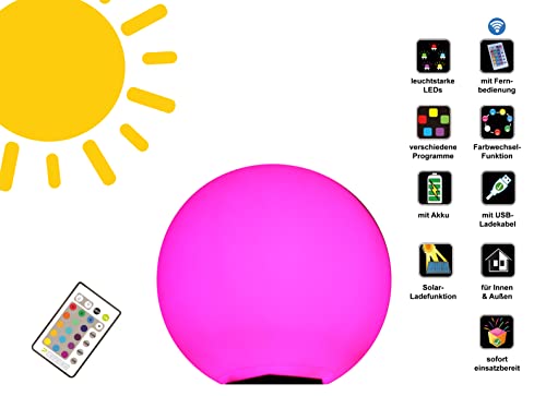 7even Outdoor Design Solarleuchte Kugel 30 bis 40cm (internes Solar Modul) (Model 2022) (Solar LED Kugel 40cm) von 7even