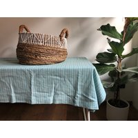 Leinentischdecke Hellblau Gestreift Hochwertige Tischdecke Aus Reinem Leinen. 100% Natürlich, Ökologisch & Nachhaltig Und in Handarbeit Leinentischdecke Hellblau Gestreift Hochwertige Tischdecke Aus Reinem Leinen. 100% Natürlich, Ökologisch & Nachhaltig Und in Handarbeit von 7linen
