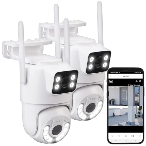 7links 2K-Überwachungskamera: 2er Dual-Objektiv-IP-Außen-Kamera, 2X 2K, 3MP, Pan-Tilt, 360°, WLAN (Dual-Objektiv-Überwachungskamera, Panorama-außen-Überwachungskamera, SD Karte) von 7links